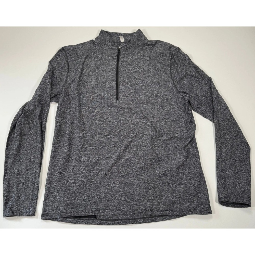 Lululemon Quarter Zip Pullover Mens L Gray‎ 1/4 Zip Athletic Running Pocket Flaw
